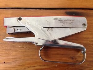 Vintage Metal Chrome Shiny Bates 210P Standard Plier Hand Stapler